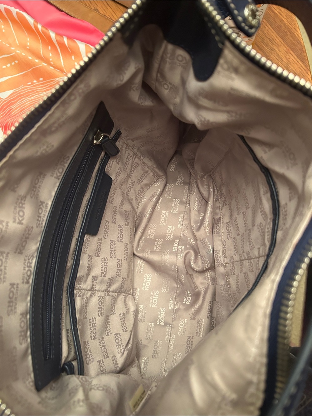 Michael Kors Navy Leather Stud-Trim Hobo - Picture 10 of 10